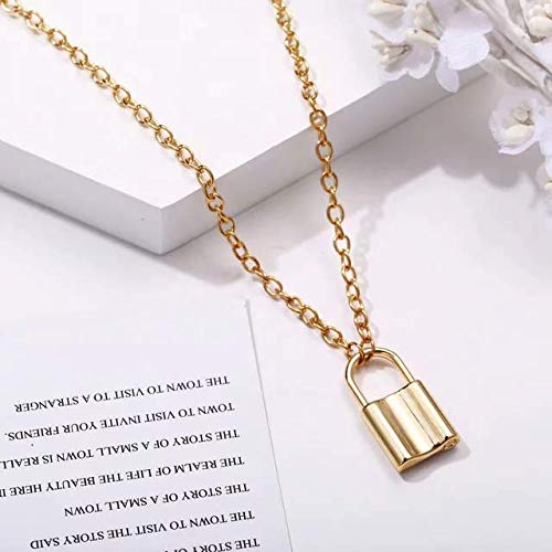 Lock Pendant Necklace for Women Silver Tone Stainless Steel